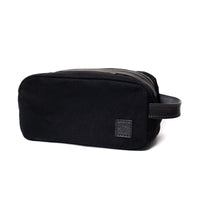 Necessaire Lona Encerada e Couro Preta
