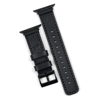 Pulseira de Couro Apple Watch Costurada Preta